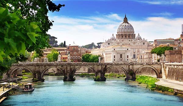 17688419 - view on tiber and st peter basilica in vatican
